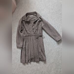 Zara Brown Checkered Dress